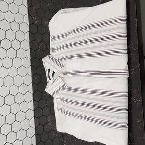 🟡 XL Men's Dress Shirt White with Black and Gray Stripes